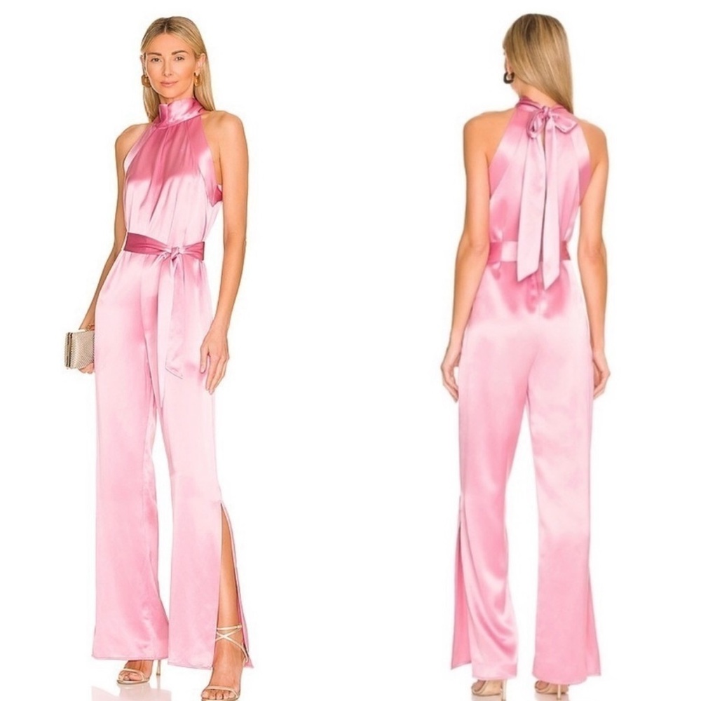 Stunning Pale pink Satin Halter Jumpsuit XS
